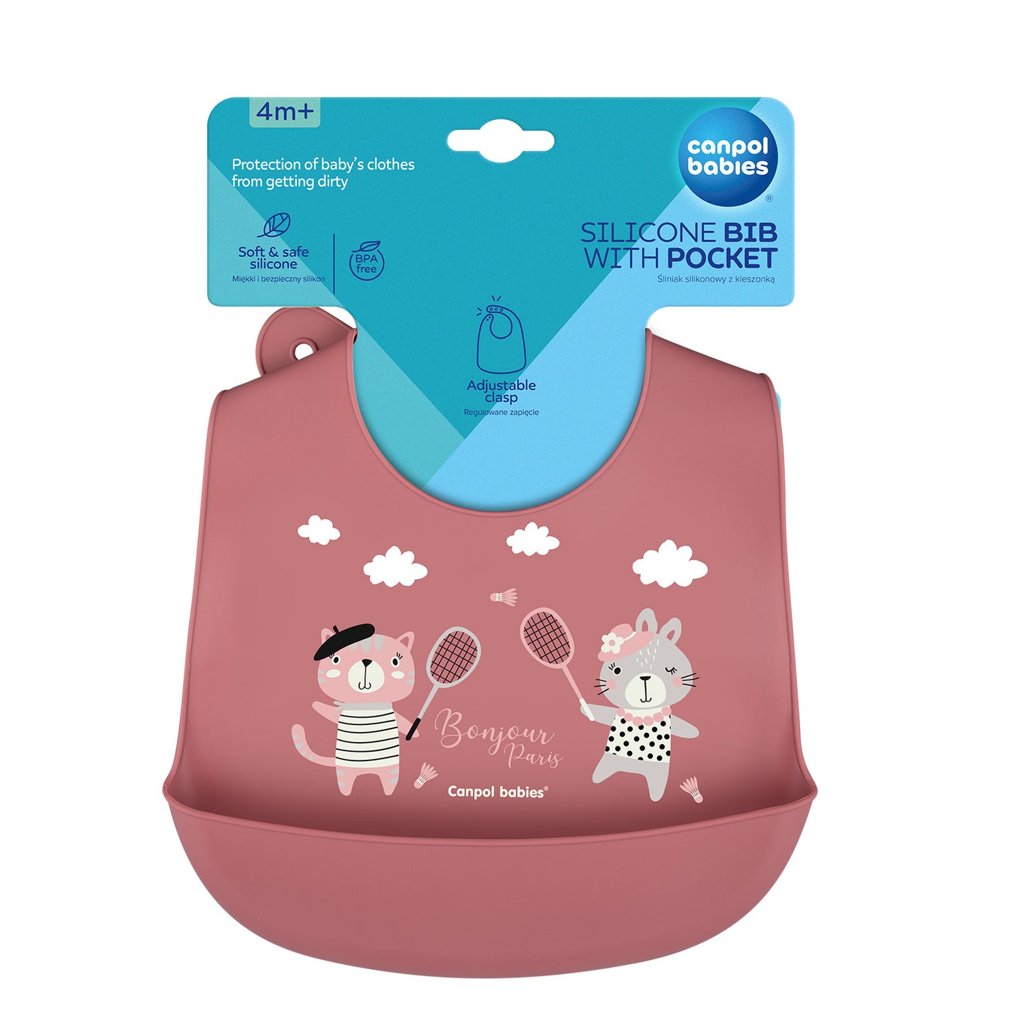 Canpol Babies Silicone Bib with Pocket-Bonjour Paris Collection