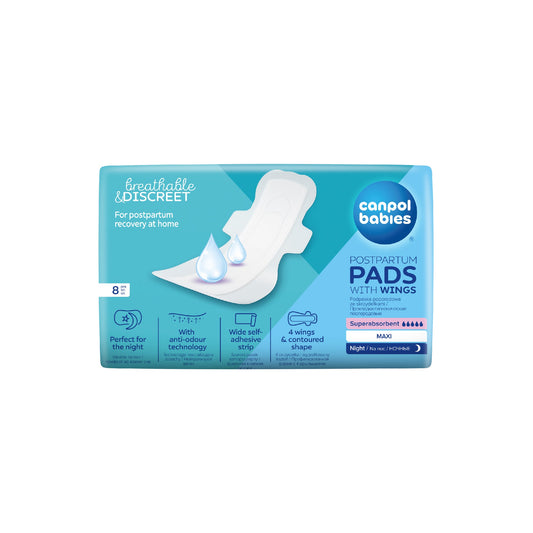 Canpol Babies Discreet Postpartum Pads With Wings Night 8Pcs 78/008