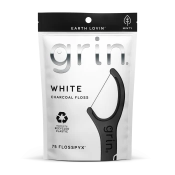 Grin White Charcoal Floss Pic 75pcs