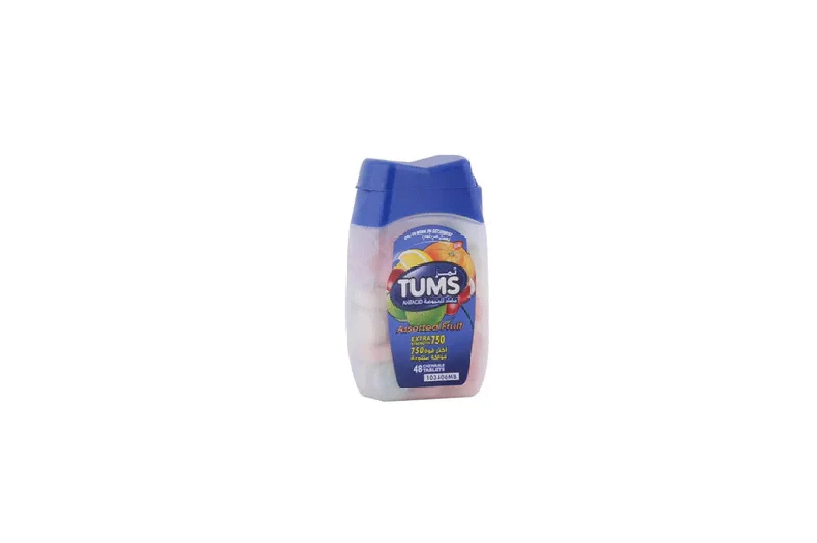 Tums Antacid Extra Strength 750mg 48 Chewable Tablets-Fruit Flavor